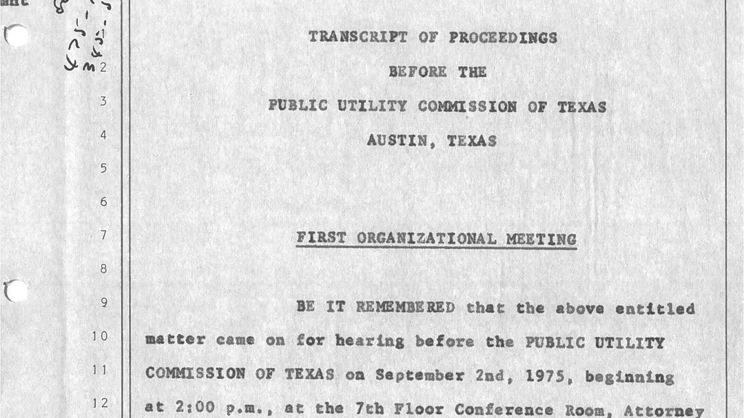 Transcript from the PUCT's First Meeting of Original Commissioners