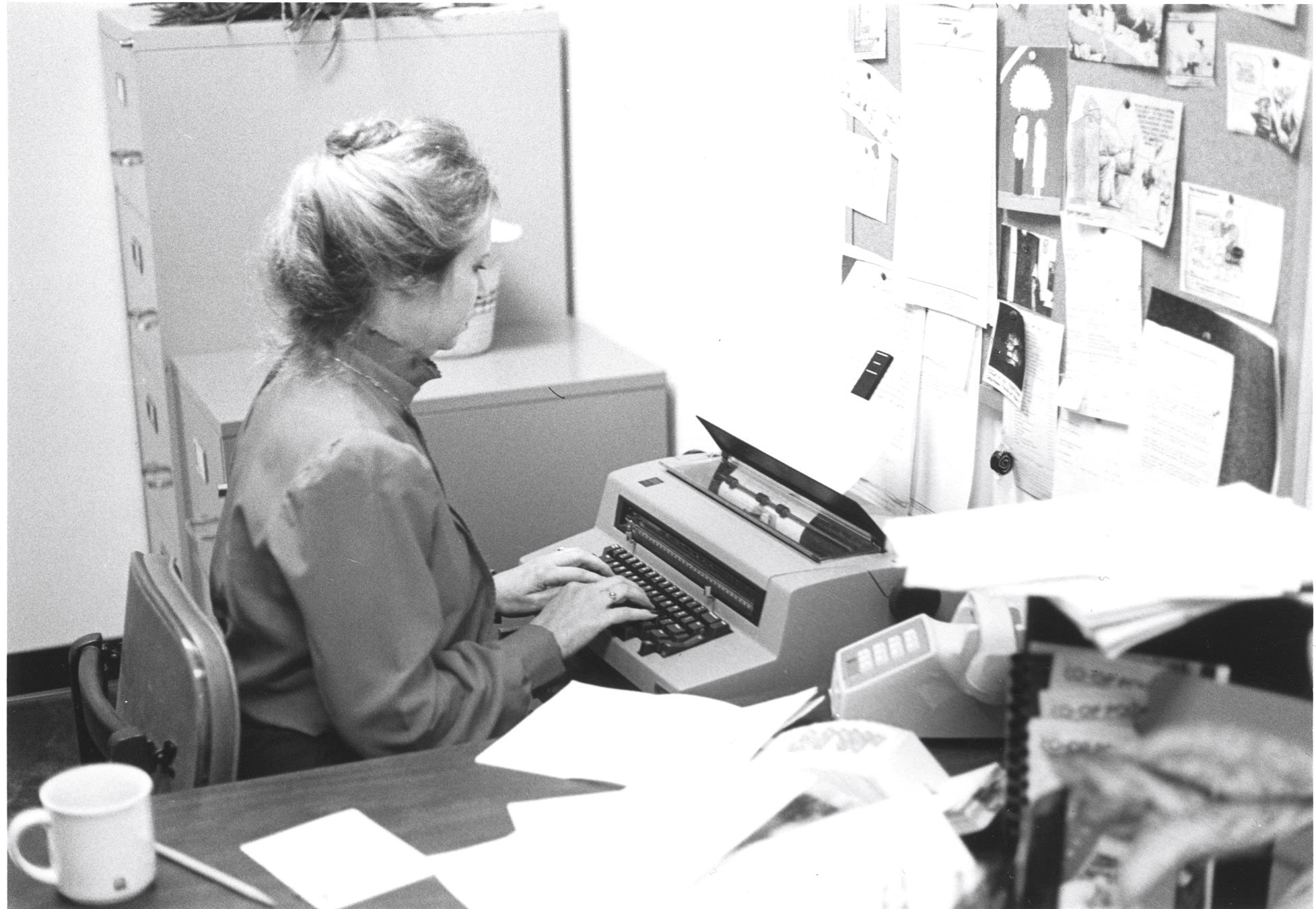 A PUCT staff member in the pre-computer era.