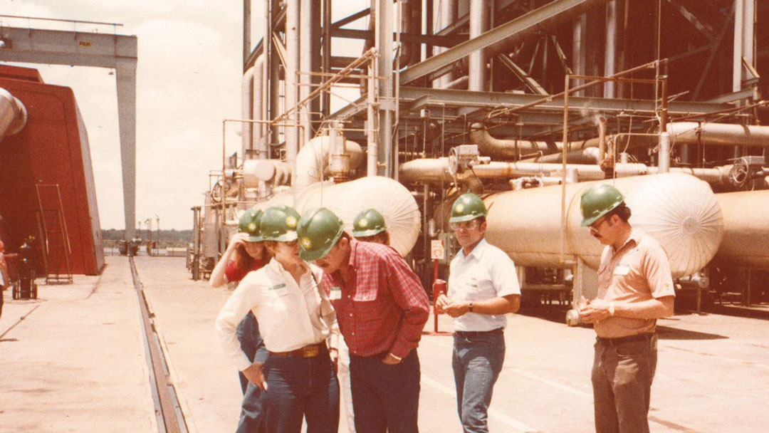 Chairman Alan Erwin (red shirt) and others on a site visit.
