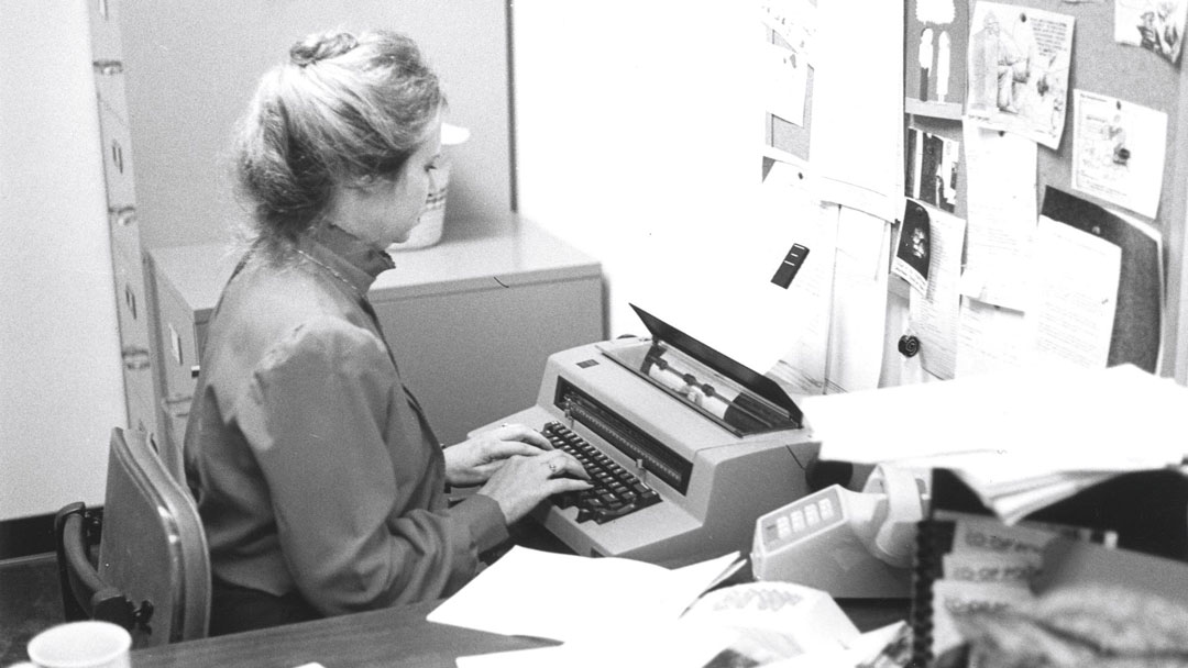 A PUCT staff member in the pre-computer era.