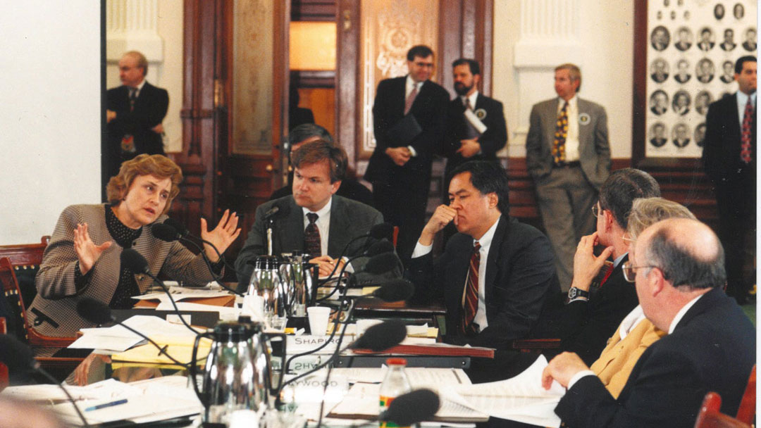 PUCT commissioners testifying before the Texas Senate Committee on stranded costs for electric utilities.