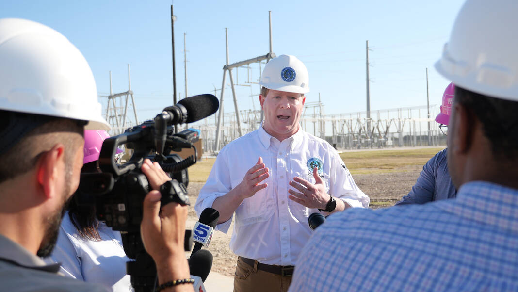 PUCT Chairman Peter Lake visits with South Texas media to discuss the Rio Grande Valley Transmission Project, which will add approximately 350 miles of high-voltage electric transmission lines to the ERCOT grid.