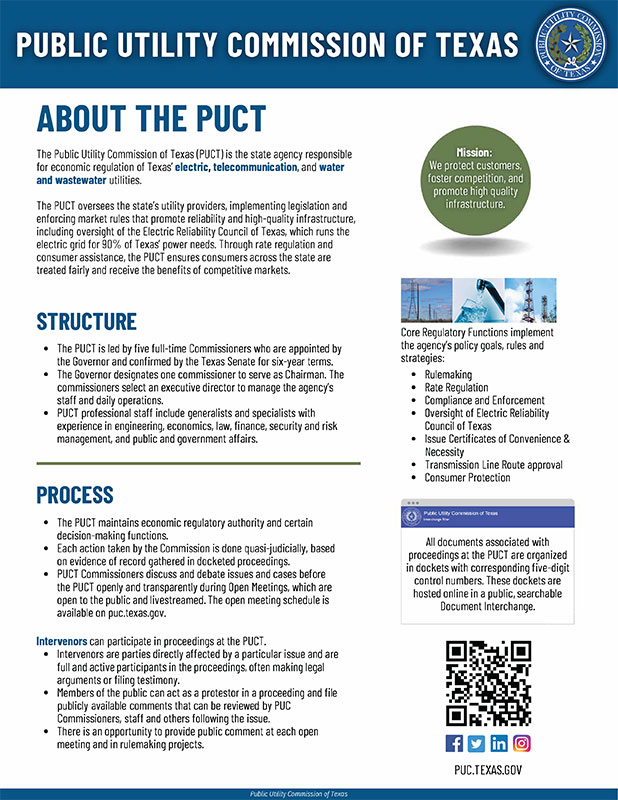 Mission: We protect consumers, foster competition, and promote high quality infrastructure.