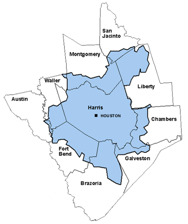 Map of the 281 Areacode.