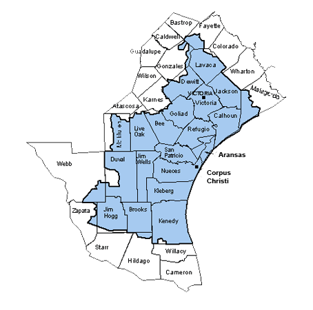 Map of the 361 Areacode.