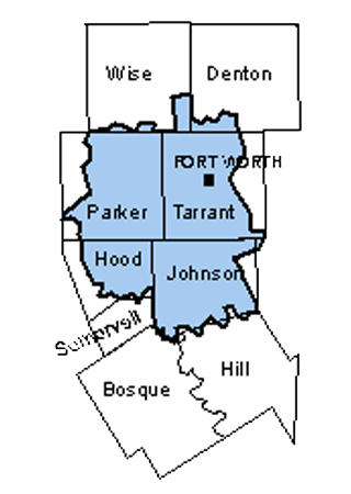 Map of the 817 Areacode.