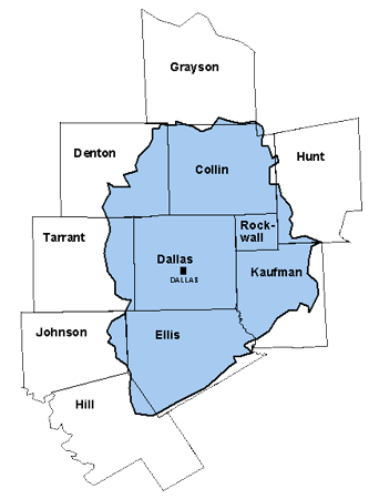 Map of the 972 Areacode.
