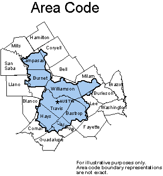 Texas Area Codes - 512 - 737